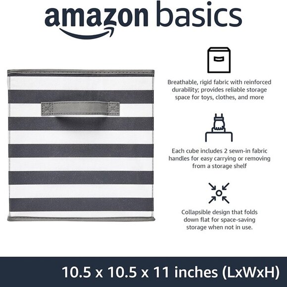 NEW Pack of 6 Fabric Storage Cube Organizer with Handles, 10.5 x 10.5 x 11 Inch, - Picture 4 of 8